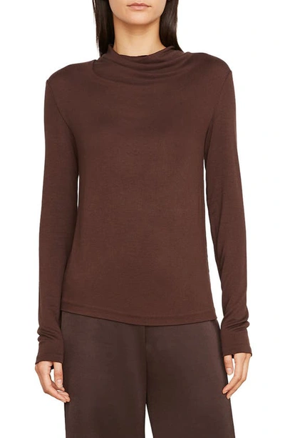 Vince Cowl Neck Long Sleeve Top In Truffle