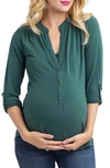 Nom Maternity Amelie Snap Front Maternity/nursing Top In Forrest Green