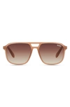 Quay On The Fly 45mm Gradient Aviator Sunglasses In Oat/ Brown Gradient