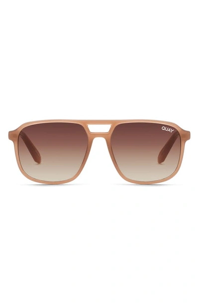 Quay On The Fly 45mm Gradient Aviator Sunglasses In Oat/ Brown Gradient