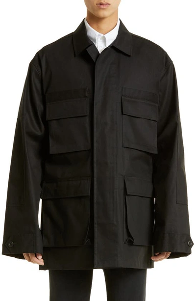 Balenciaga Multi-pocket Cargo Shirt Jacket In Black
