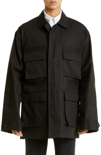 Balenciaga Oversized Cotton-twill Field Jacket In Black