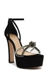 Schutz Women's Jayda Crystal Embellished Knotted Strap High Heel Platform Sandals In Black/transparent