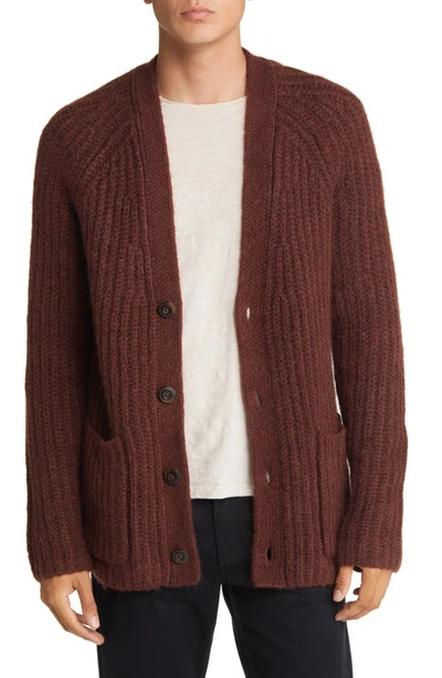 Vince Rib Cardigan In Burnt Clay