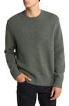 Vince Mélange Crewneck Wool Blend Sweater In Olive Field