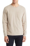 Vince Long Sleeve Sueded Jersey Top In Stucco