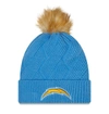 New Era Powder Blue Los Angeles Chargers Snowy Cuffed Knit Hat With Pom In Powder Blue