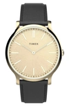 TIMEX 3H LEATHER STRAP WATCH, 40MM