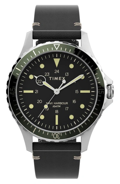 Timex Navi Harbour Xl Stainless Steel Watch In Black