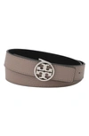 Tory Burch Women's Miller Reversible Leather Belt In Gray/black Silver