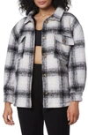 Marc New York Faux Fur Lined Plaid Shirt Jacket In Ivory Black