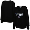 Cuce Black Tennessee Titans Sequin Logo V-neck Pullover Sweatshirt In Black