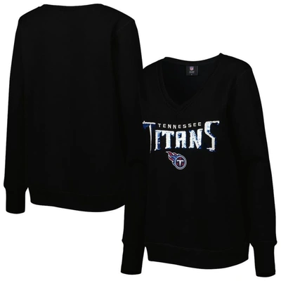 Cuce Black Tennessee Titans Sequin Logo V-neck Pullover Sweatshirt