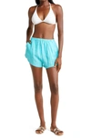 Vitamin A Tallows Stripe Linen Cover-up Shorts In Sky Blue Ecolinen