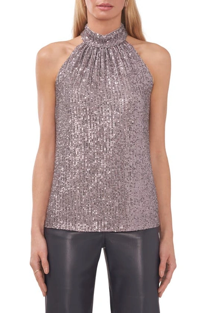 Halogen Halter Neck Sequin Top In Silver