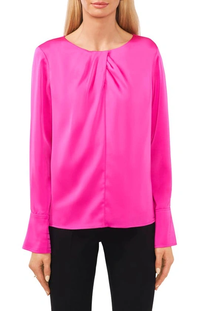 Halogen Twist Neck Satin Blouse In Taffy Pink
