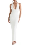 HOUSE OF CB ELEANORA PLUNGE NECK MAXI COCKTAIL DRESS