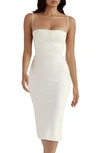 House Of Cb Lois Pintuck Pleat Corset Body-con Dress In Ivory