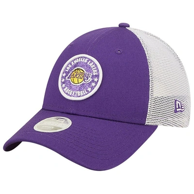 NEW ERA NEW ERA PURPLE/WHITE LOS ANGELES LAKERS GLITTER PATCH 9FORTY SNAPBACK HAT