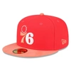 NEW ERA NEW ERA RED/PEACH PHILADELPHIA 76ERS TONAL 59FIFTY FITTED HAT