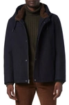 Andrew Marc Palmer Melton Hooded Jacket In Black