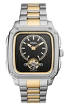 Fossil Men's Inscription Automatic Two-tone Stainless Steel Bracelet Watch, 42mm In Two Tone  / Black / Gold Tone