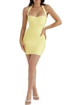 House Of Cb Maliha Panelled Stretch-woven Mini Dress In Buttercup