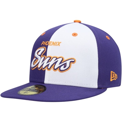 New Era Purple/white Phoenix Suns Script Pinwheel 59fifty Fitted Hat In Purple,white