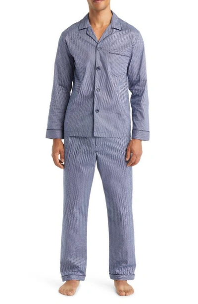Majestic Stretch Cotton Pajamas In Navy/ Blue