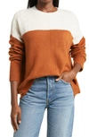 Vince Camuto Extend Shoulder Colorblock Sweater In Sierra