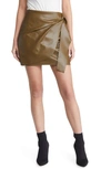 Vero Moda Bella Coated Faux Wrap Miniskirt In Dark Olive