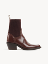 CHLOÉ NELLIE TEXAN ANKLE BOOT BROWN SIZE 5 100% CALF-SKIN LEATHER