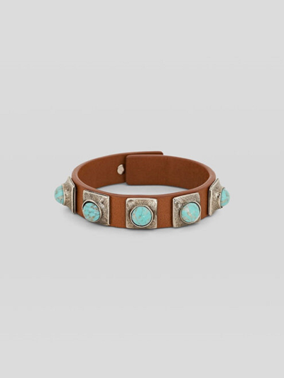 Etro Home Leather Bracelet In Brown