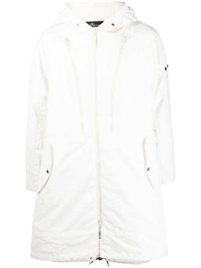 Stone Island Shadow Project Hooded Zipped Coat In White