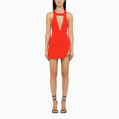 David Koma Red Jewel Mini Dress