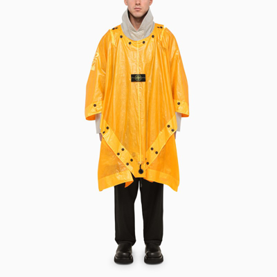 Stone Island Convertible Layered Ripstop And Wool-blend Hooded Poncho In Yellow