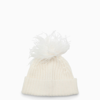 ART ESSAY IVORY CASHMERE CAP WITH FEATHERS,ACLH100WS/L_ARTES-100_100-U