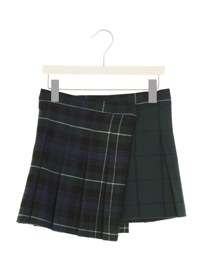 Il Gufo Kids' Check Skirt In Bluette/verde