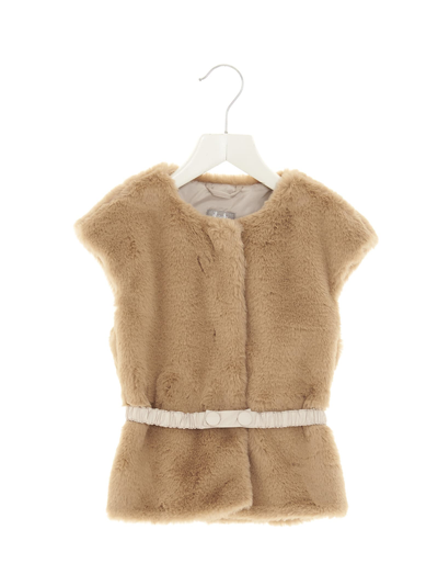 Il Gufo Kids' Eco Fur Vest In Beige