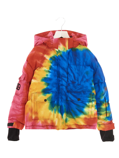 Dolce & Gabbana Kids' Tie Dye Logo Down Jacket In Blue