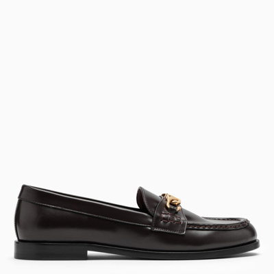 Valentino Garavani Brown Leather Loafers With Logo