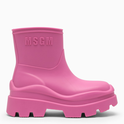 Msgm Fuchsia Rubber Boot In Pink