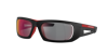 Prada Linea Rossa Rectangle-frame Sunglasses In Dark Grey Mirror Blue,red