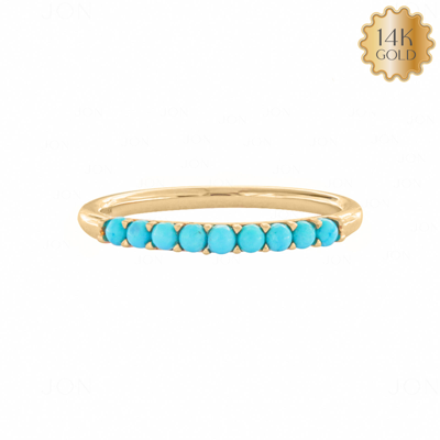 Pre-owned J.o.n 14k Gold Natural Turquoise Anniversary Ring Fine Jewelry