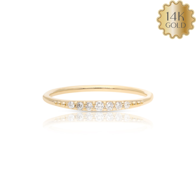 Pre-owned J.o.n 14k Gold Genuine 0.10 Ct. Petite Diamond Band Fine Jewelry Ring In White