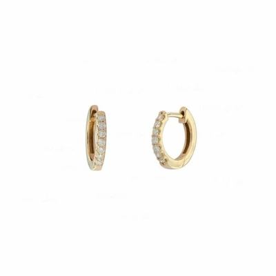 Pre-owned J.o.n 14k Gold Genuine Diamond Huggie Hoop 12mm Earrings Fine Jewelry In White