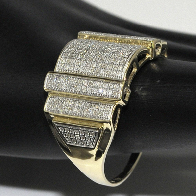 Pre-owned Online0369 Men's Pinky Ring 1.28 Ct Tester Passing Moissanite 14k Yellow Gold Plated Silver In White