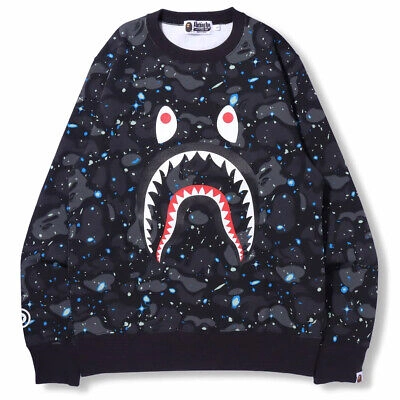 Pre-owned A Bathing Ape "space Camo Shark Crewneck Sweatshirt" Black Size M