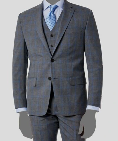 Pre-owned Lauren Ralph Lauren $640 Ralph Lauren Mens Gray Blue Plaid Classic-fit 2-piece Suit Jacket Pants 42r