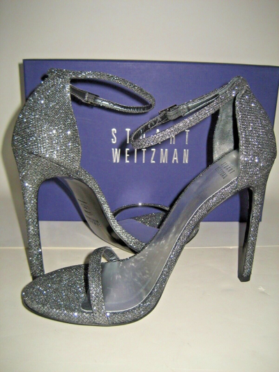 Pre-owned Stuart Weitzman $415  Us 8.5 M Nudist Open-toe Dress Sandals High Heels Shoes In Silver